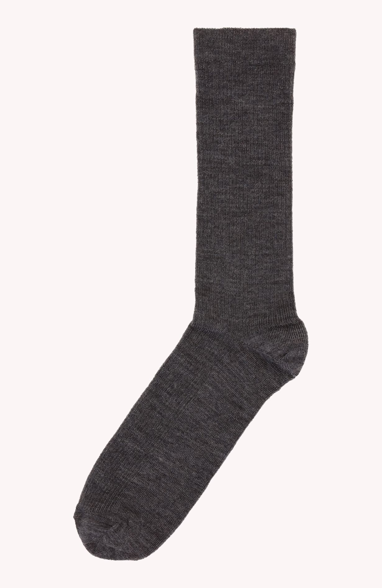 MP Fine wool rib socks dark grey mel. 50102
