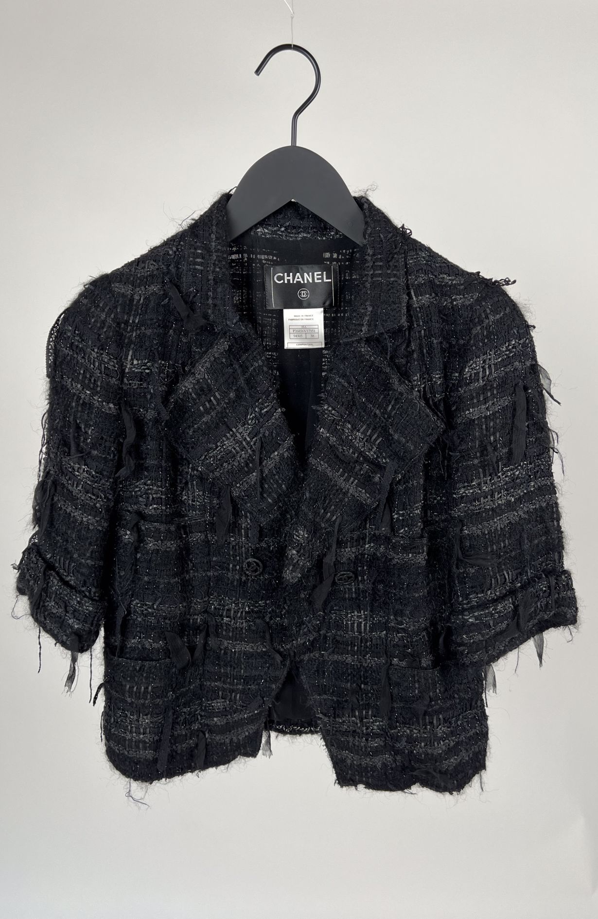 Chanel jacket black boucle size fr38