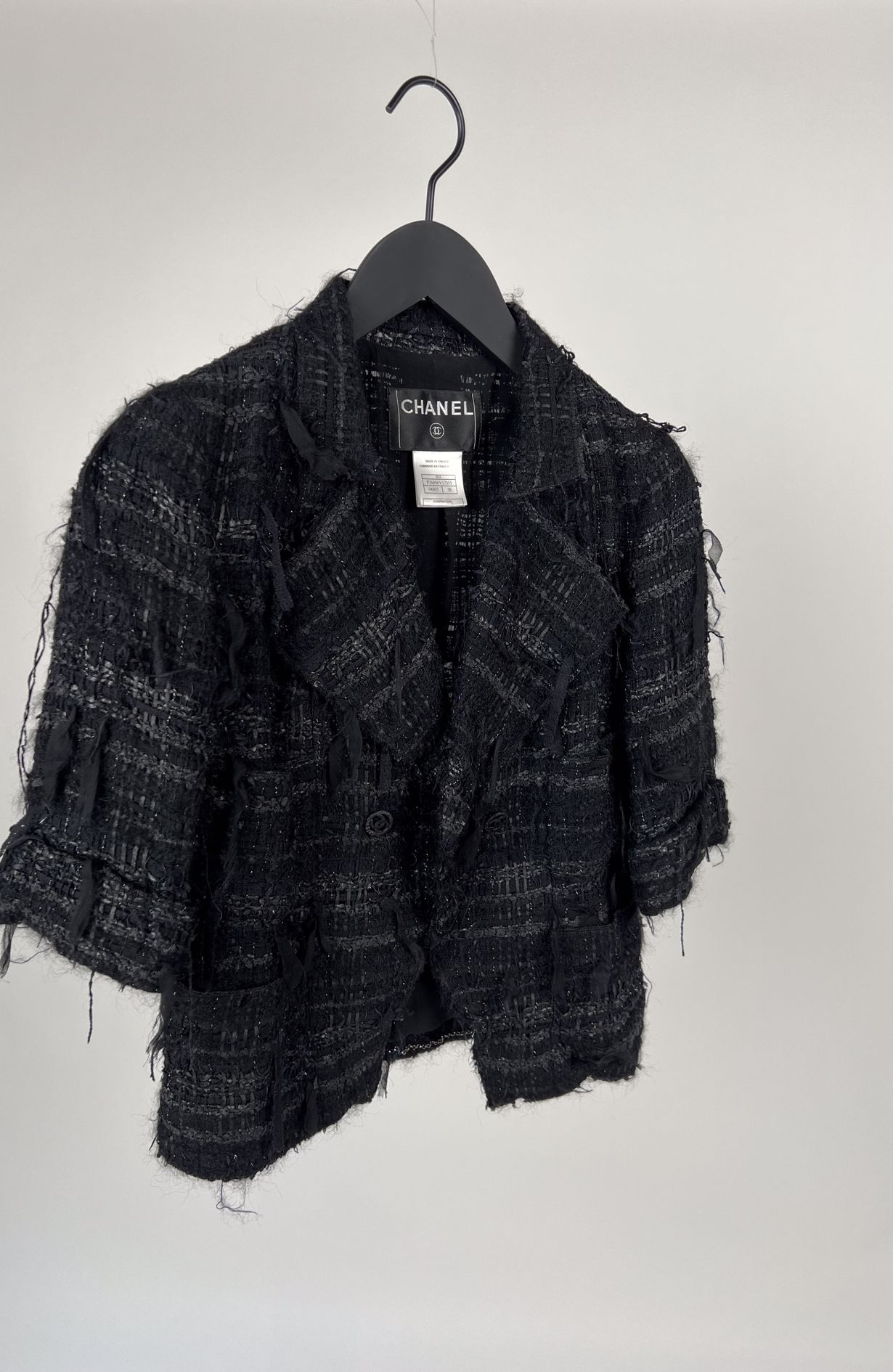 Chanel jacket black boucle size fr38