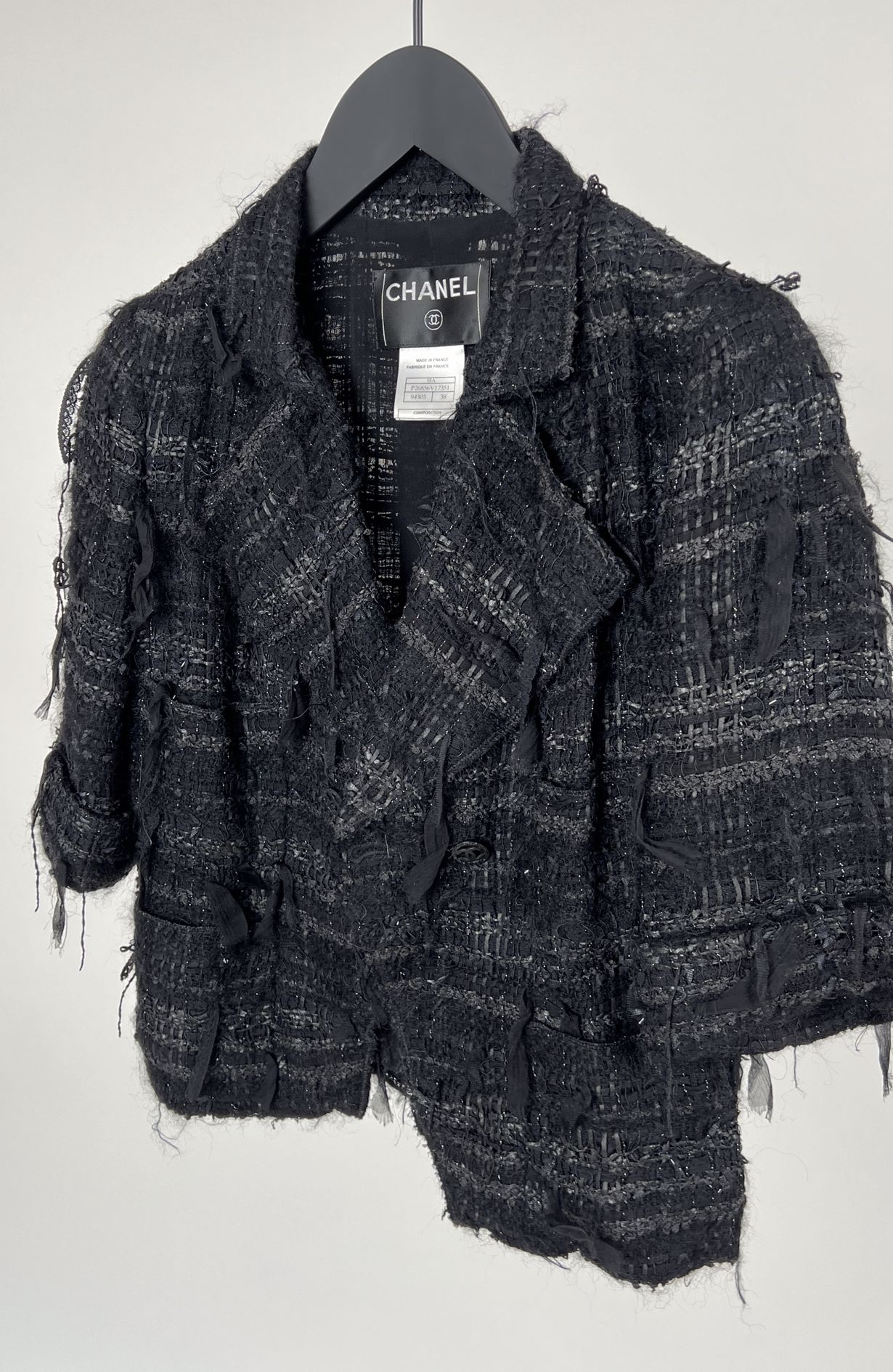 Chanel jacket black boucle size fr38