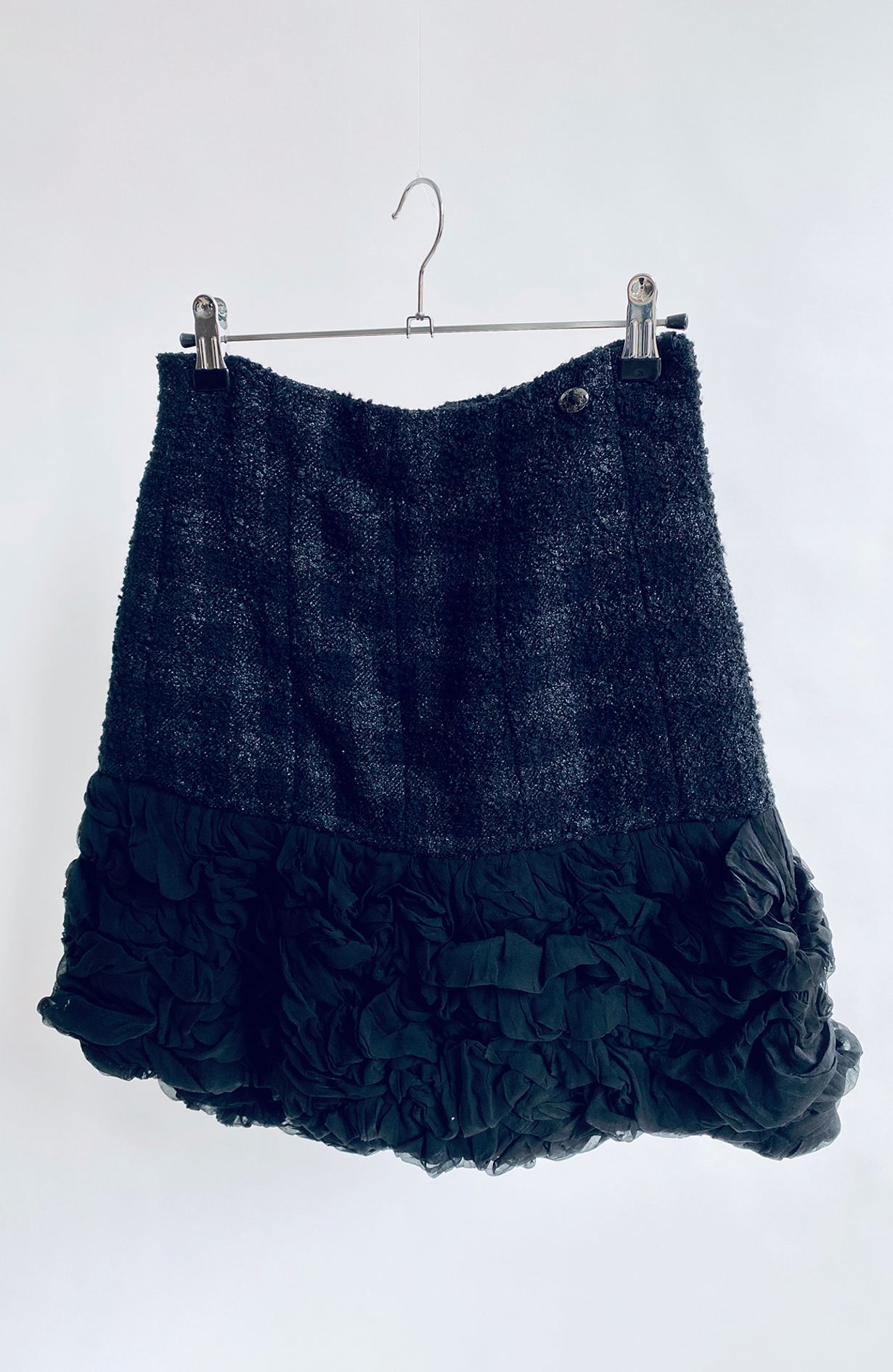 Chanel skirt tweed Silk Black size36