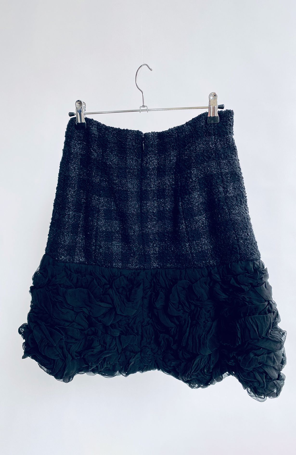 Chanel skirt tweed Silk Black size36