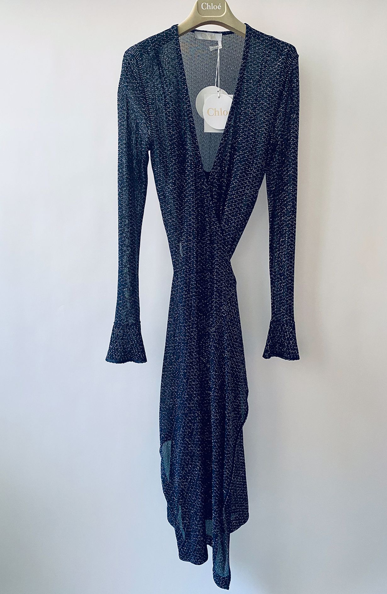 Chloe dress navy silver lurex 