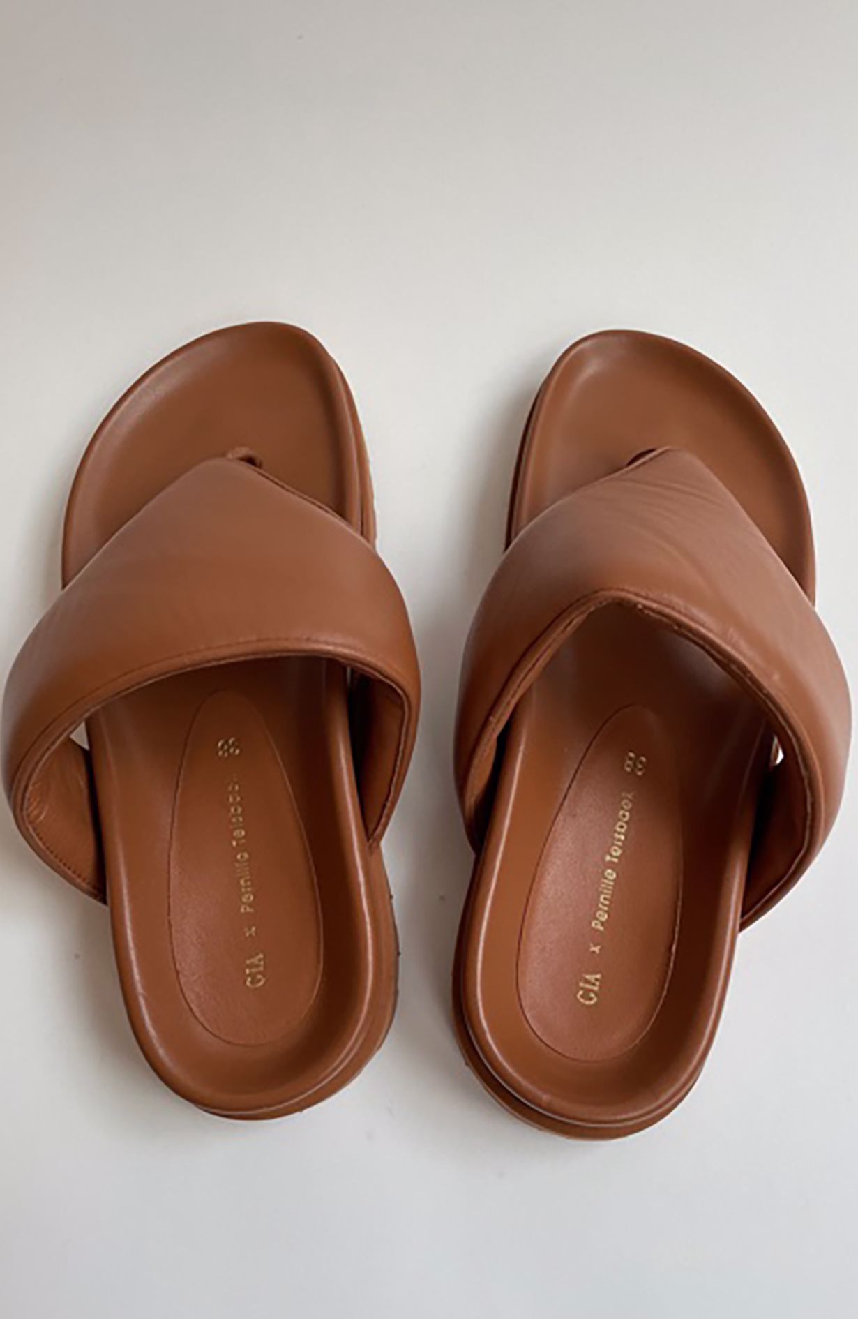 Gia x Pernille Sandals - Cognac, Size 38