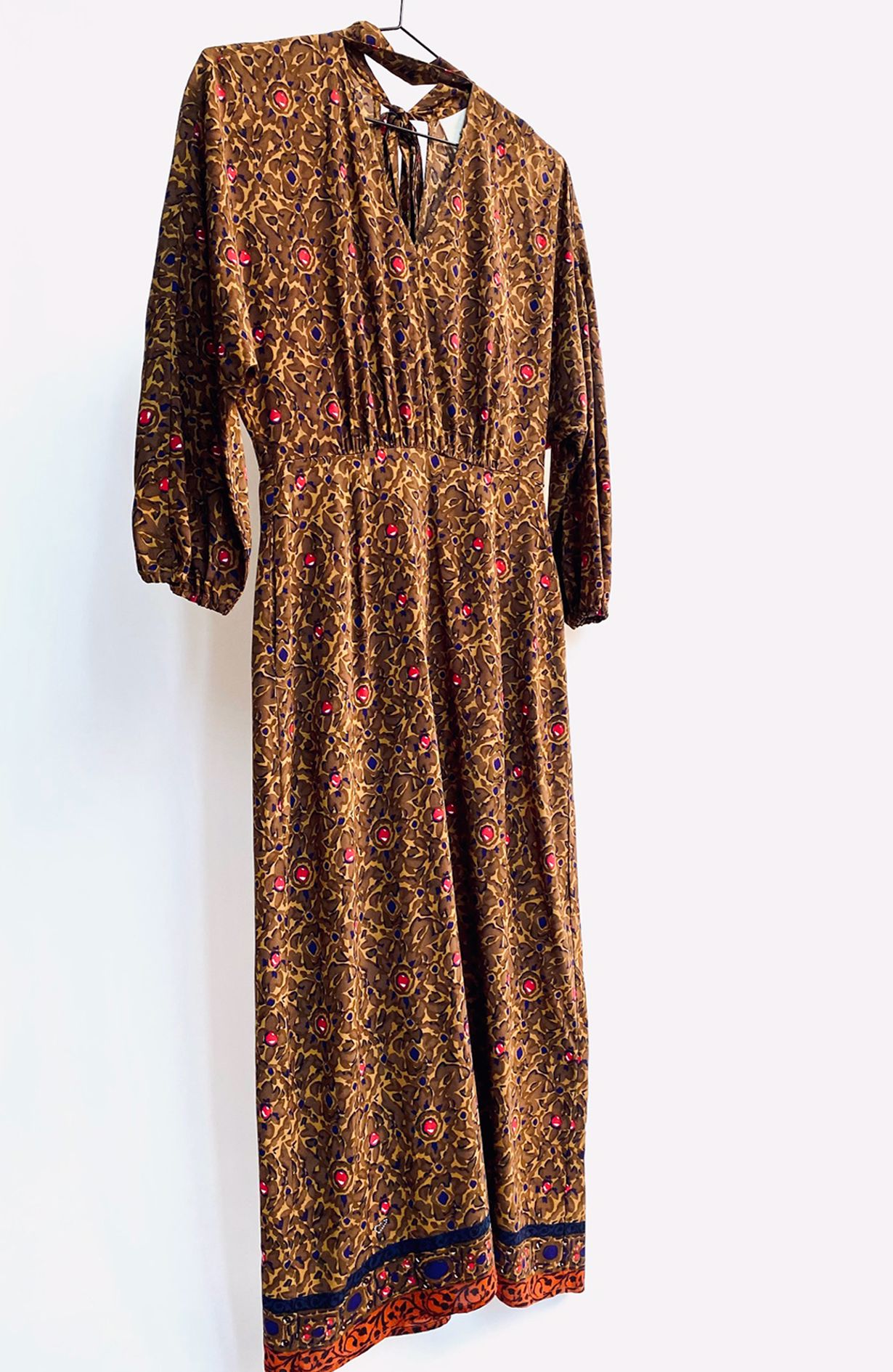 Heartmade Dress - Brown / Red Print Size 34