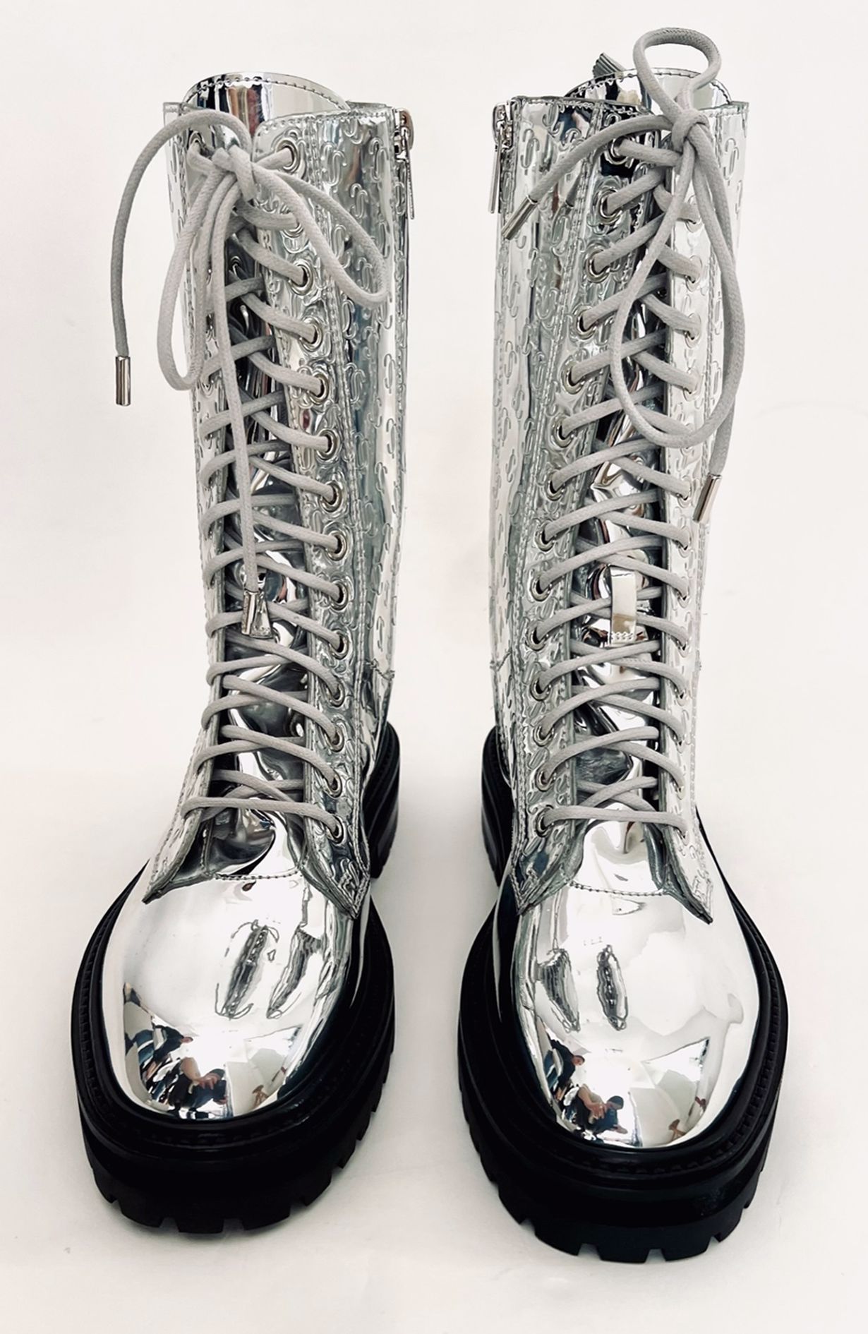 Jimmy Choo Silver Boots - Size 38 + Box