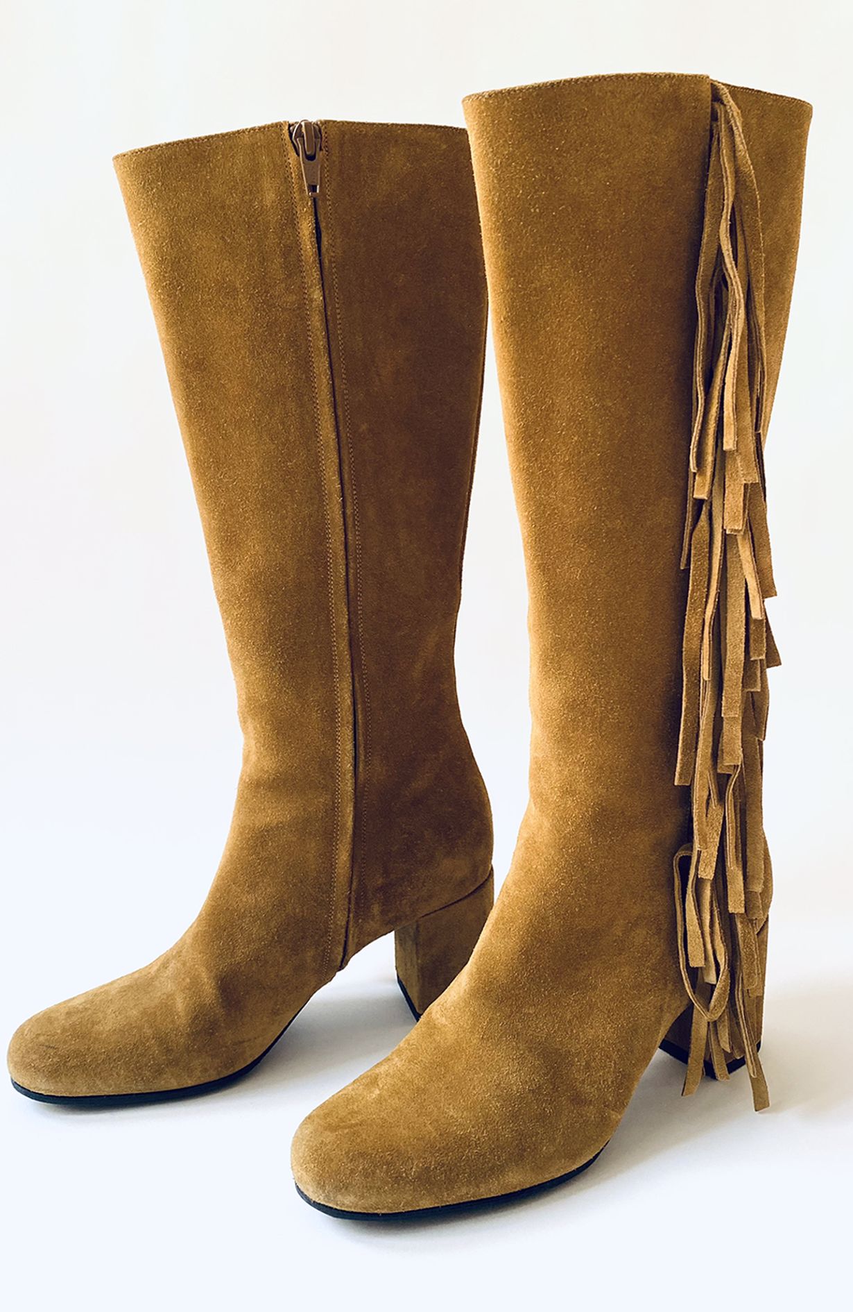 Saint Laurent Boots Suede Zip Fridge Camel size 36 