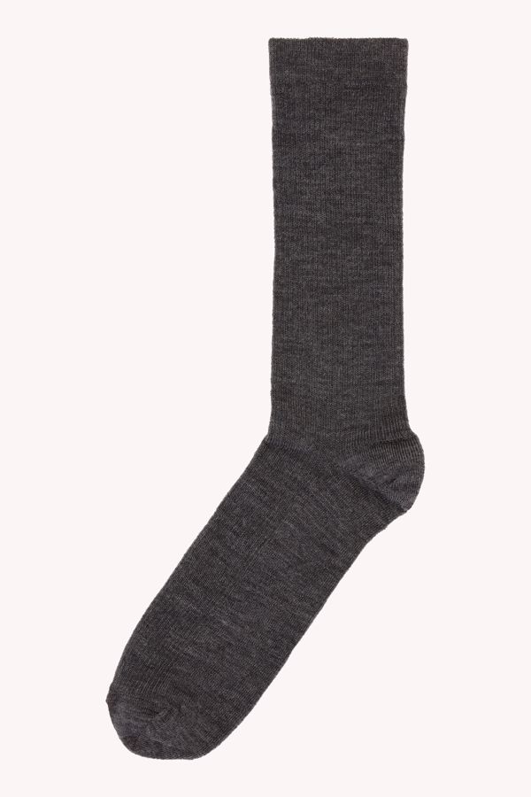 MP Fine wool rib socks dark grey mel. 50102