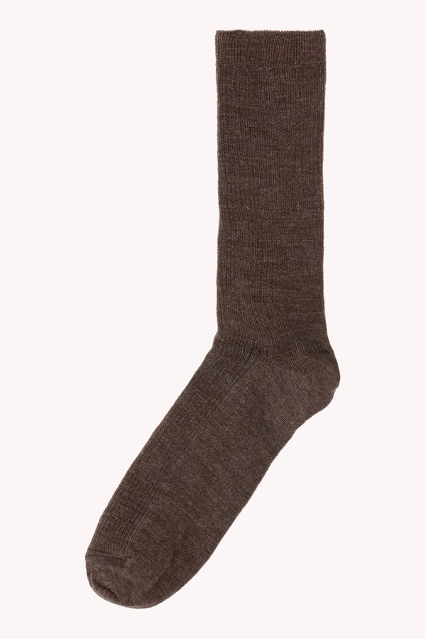 MP Fine wool rib socks dark brown. 50102
