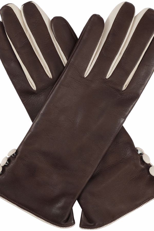 Buttons Gloves - Brown