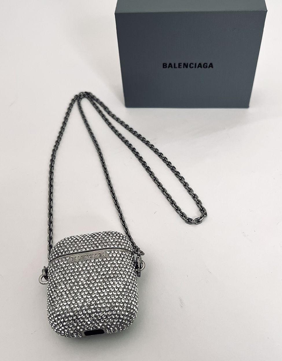 Balenciaga AirPods Case - Silver Rhinestones