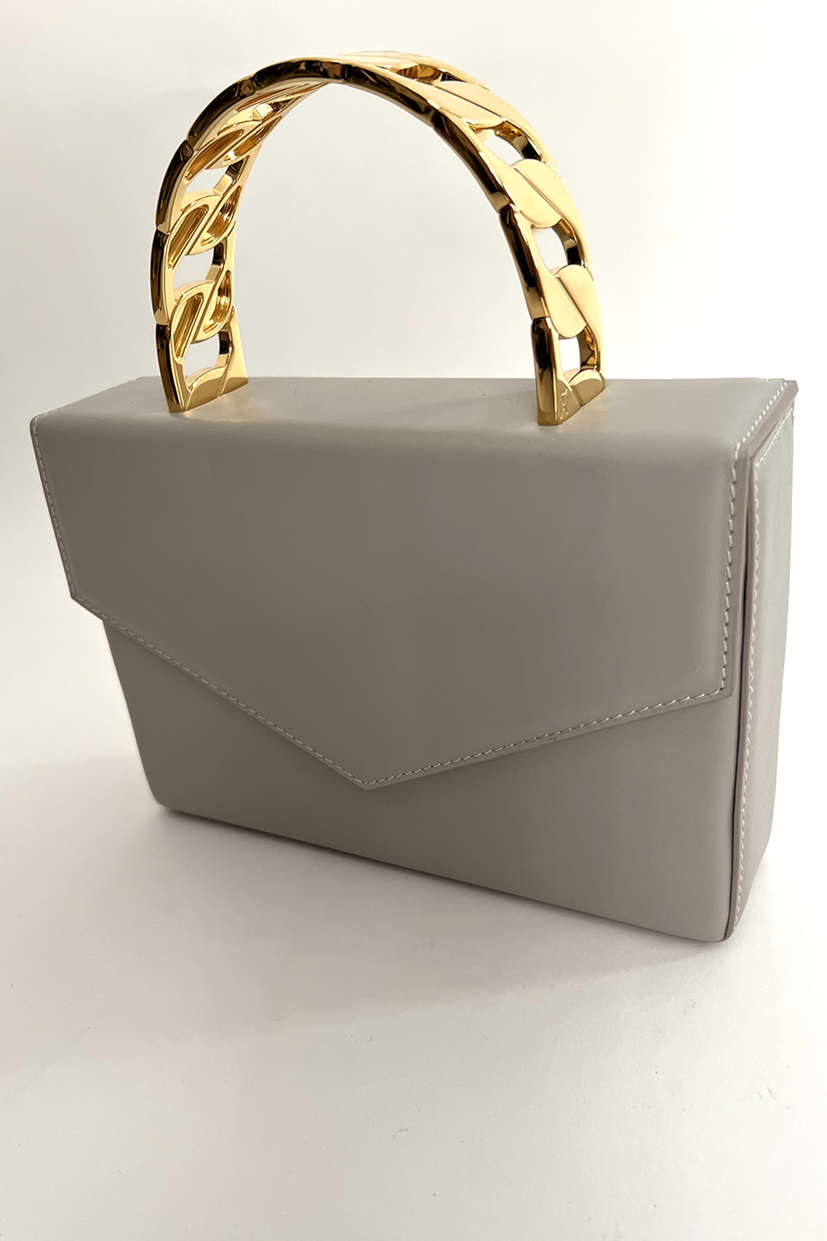 Amina Muaddi Pernille Bag - Grey With Gold Handle