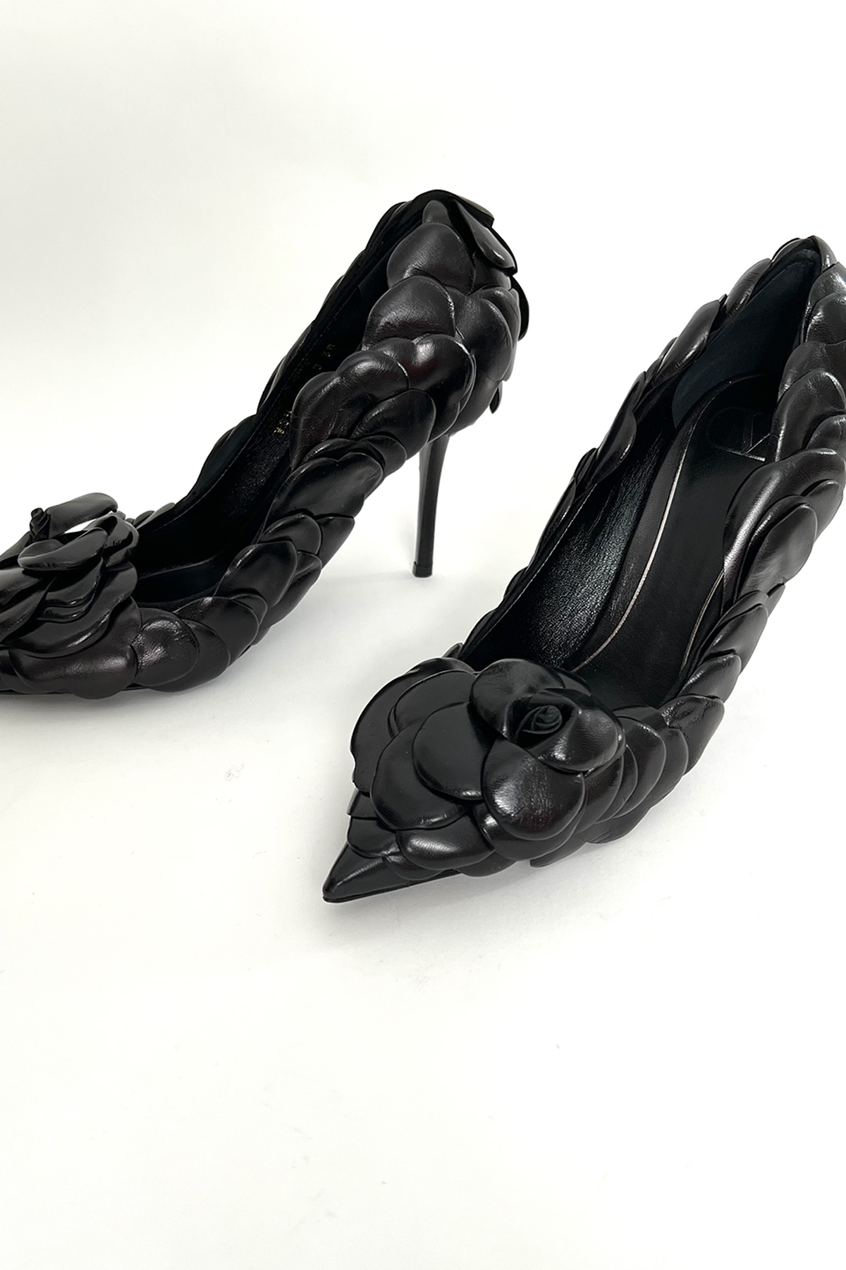 Valentino Heels Black With Roses - Size 38